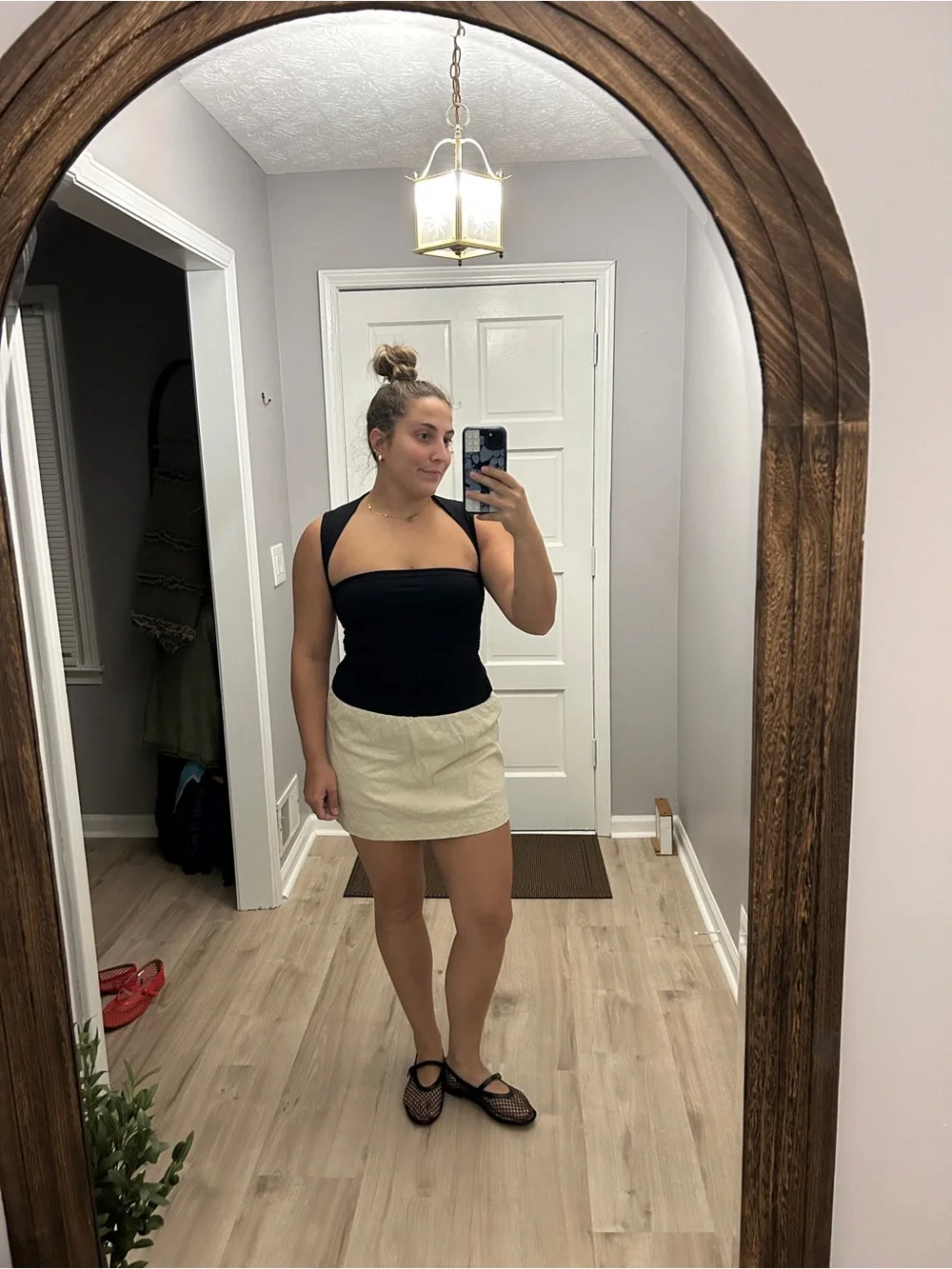 Free People Cream linen Mini Skort with Subtle Texture
